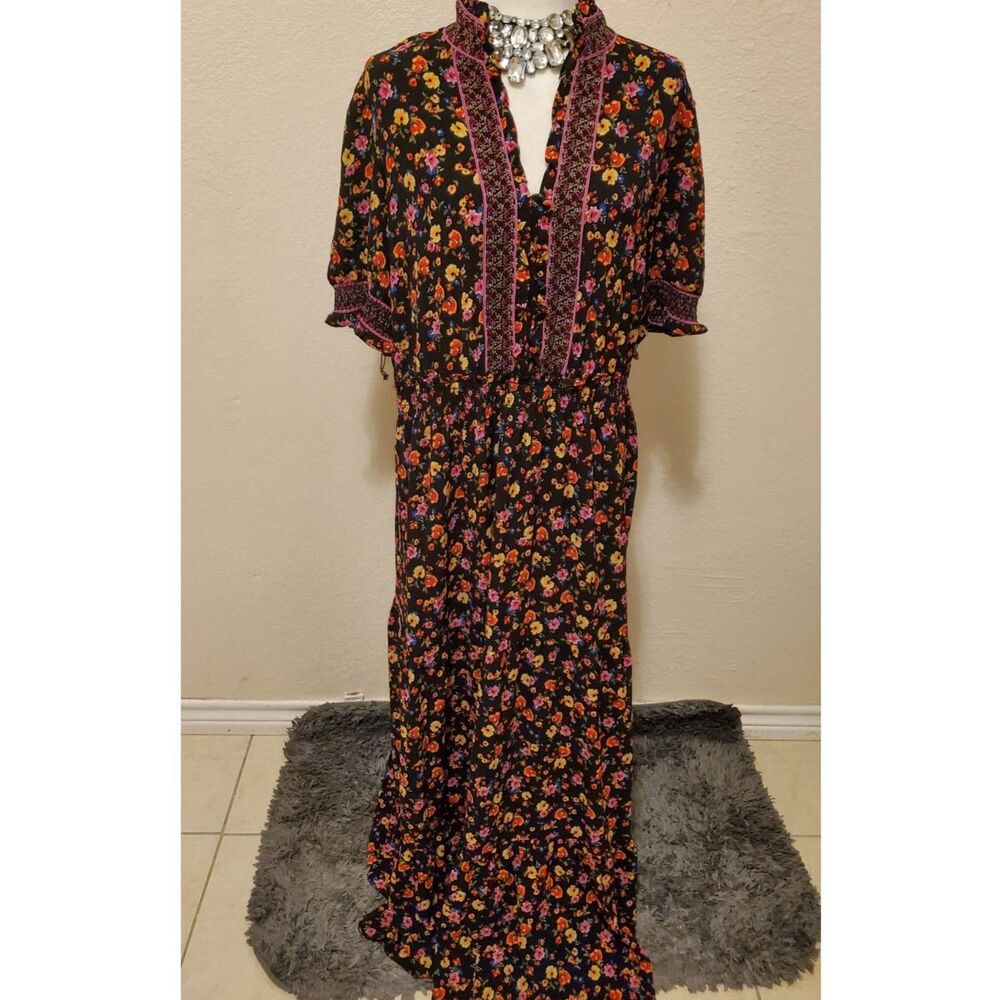 London Style bohemian dress short sleeve poly/spandex SIZE 18(2X)